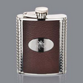 Trubner Hip Flask - 6oz Brown/Stainless Plate